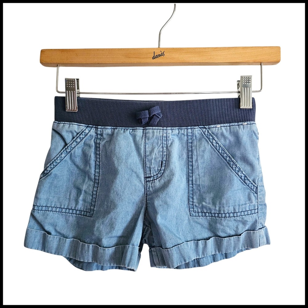 Gymboree Denim Shorts Cuffed Hem Elastic Waist Casual‎ Blue Size 8